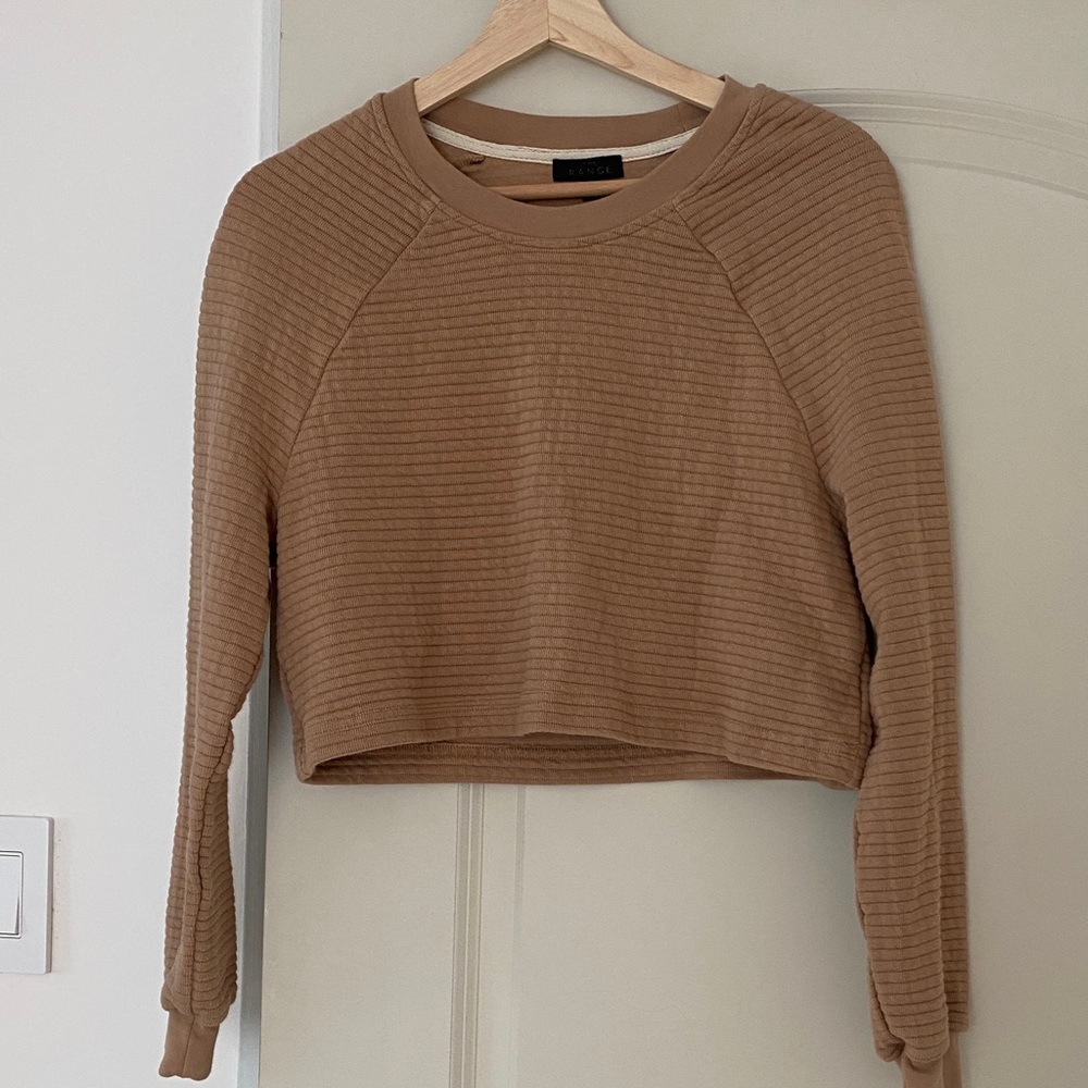 The Range Brown Ribbed cropped sweatshirt